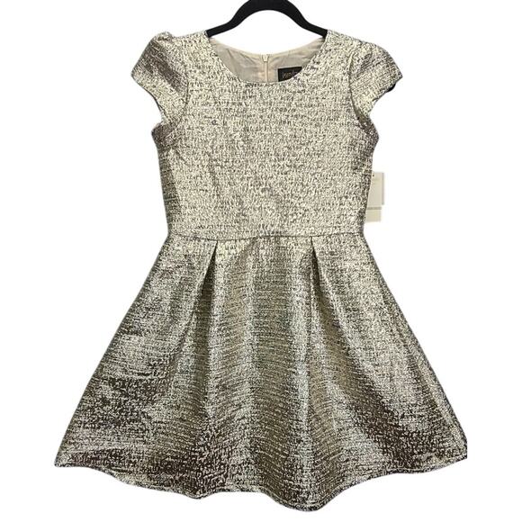 Laundry By Shelli Segal Gold Blue Sparkle Occasion Dress NWT Size 12 Full Slip - Picture 1 of 7